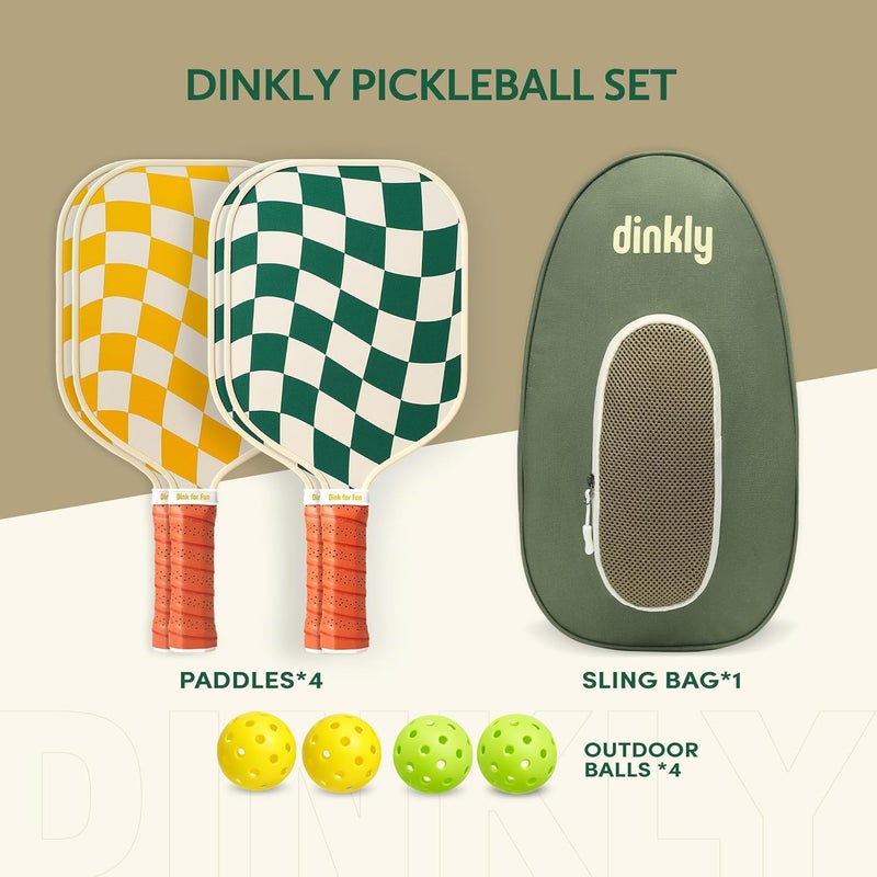 Dinkly Pickleball Paddles Set of 2/4- USAPA Approved Graphite/Fiberglass Pickleball Racket, 2 Pickleball Rackets, 4 Balls and 1 Portable Carry Bag, Aesthetic Pickle Ball Set for Men Women Beginners - Image 5